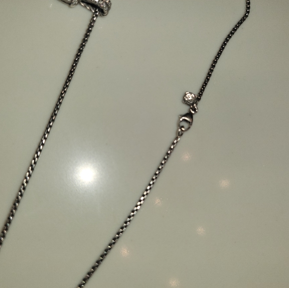 DAVID YURMAN black onyx and diamond pendant necklace with chain - Picture 8 of 13